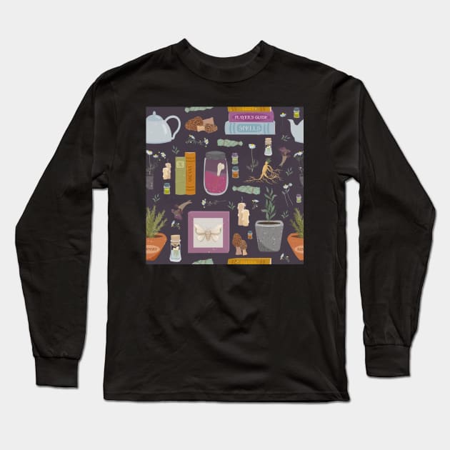 Spell Components Pattern Long Sleeve T-Shirt by FlutesLoot